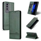 For Honor 80 GT AZNS Magnetic Calf Texture Flip Leather Phone Case(Dark Green) - 1