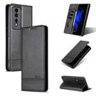 For Honor 80 GT AZNS Magnetic Calf Texture Flip Leather Phone Case(Black) - 1