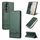 For Honor 90 AZNS Magnetic Calf Texture Flip Leather Phone Case(Dark Green) - 1