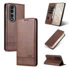 For Honor 90 Pro AZNS Magnetic Calf Texture Flip Leather Phone Case(Dark Brown) - 1