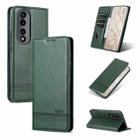 For Honor 90 Pro AZNS Magnetic Calf Texture Flip Leather Phone Case(Dark Green) - 1