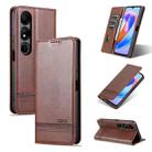 For Honor Play 40 AZNS Magnetic Calf Texture Flip Leather Phone Case(Dark Brown) - 1