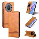 For Honor X50 AZNS Magnetic Calf Texture Flip Leather Phone Case(Light Brown) - 1