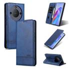 For Honor X50 AZNS Magnetic Calf Texture Flip Leather Phone Case(Dark Blue) - 1