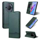 For Honor X50 AZNS Magnetic Calf Texture Flip Leather Phone Case(Dark Green) - 1