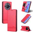 For Honor X50 AZNS Magnetic Calf Texture Flip Leather Phone Case(Red) - 1