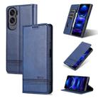 For Honor X50i/90 Lite AZNS Magnetic Calf Texture Flip Leather Phone Case(Dark Blue) - 1