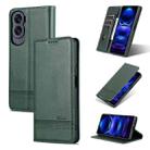 For Honor X50i/90 Lite AZNS Magnetic Calf Texture Flip Leather Phone Case(Dark Green) - 1