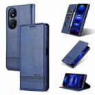 For Honor Play 50 Plus AZNS Magnetic Calf Texture Flip Leather Phone Case(Dark Blue) - 1