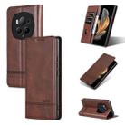 For Honor Magic6 Pro AZNS Magnetic Calf Texture Flip Leather Phone Case(Dark Brown) - 1