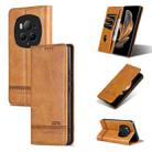 For Honor Magic6 Pro AZNS Magnetic Calf Texture Flip Leather Phone Case(Light Brown) - 1