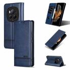 For Honor Magic6 Pro AZNS Magnetic Calf Texture Flip Leather Phone Case(Dark Blue) - 1