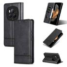 For Honor Magic6 Pro AZNS Magnetic Calf Texture Flip Leather Phone Case(Black) - 1