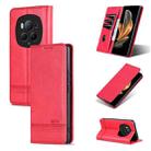For Honor Magic6 Pro AZNS Magnetic Calf Texture Flip Leather Phone Case(Red) - 1