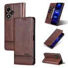 For Honor Play 50/Play 50m 5G AZNS Magnetic Calf Texture Flip Leather Phone Case(Dark Brown) - 1