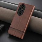 For Honor 200 AZNS Magnetic Calf Texture Flip Leather Phone Case(Dark Brown) - 3