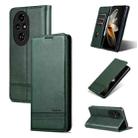 For Honor 200 AZNS Magnetic Calf Texture Flip Leather Phone Case(Dark Green) - 1