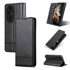 For Honor 200 AZNS Magnetic Calf Texture Flip Leather Phone Case(Black) - 1