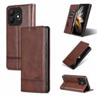 For Honor X60i AZNS Magnetic Calf Texture Flip Leather Phone Case(Dark Brown) - 1