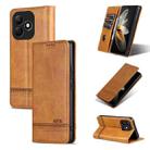 For Honor X60i AZNS Magnetic Calf Texture Flip Leather Phone Case(Light Brown) - 1