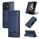 For Honor X60i AZNS Magnetic Calf Texture Flip Leather Phone Case(Dark Blue) - 1