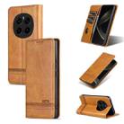 For Honor Magic7 Pro AZNS Magnetic Calf Texture Flip Leather Phone Case(Light Brown) - 1