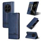 For Honor Magic7 Pro AZNS Magnetic Calf Texture Flip Leather Phone Case(Dark Blue) - 1