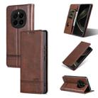 For Honor Magic7 AZNS Magnetic Calf Texture Flip Leather Phone Case(Dark Brown) - 1