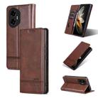 For Honor 300 AZNS Magnetic Calf Texture Flip Leather Phone Case(Dark Brown) - 1