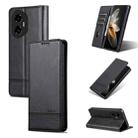 For Honor 300 AZNS Magnetic Calf Texture Flip Leather Phone Case(Black) - 1