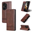 For Honor 300 Pro AZNS Magnetic Calf Texture Flip Leather Phone Case(Dark Brown) - 1