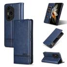 For Honor 300 Ultra AZNS Magnetic Calf Texture Flip Leather Phone Case(Dark Blue) - 1