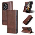 For Honor 400 Pro 5G Global 160.8mm AZNS Magnetic Calf Texture Flip Leather Phone Case(Dark Brown) - 1