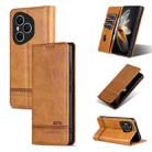 For Honor 400 Pro 5G Global 160.8mm AZNS Magnetic Calf Texture Flip Leather Phone Case(Light Brown) - 1