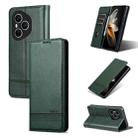 For Honor 400 Pro 5G Global 160.8mm AZNS Magnetic Calf Texture Flip Leather Phone Case(Dark Green) - 1