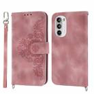For OPPO A1 Pro Skin-feel Flowers Embossed Wallet Leather Phone Case(Pink) - 1