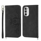 For OPPO A1 Pro Skin-feel Flowers Embossed Wallet Leather Phone Case(Black) - 1