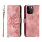 For OPPO Reno9 5G/Reno9 Pro 5G Skin-feel Flowers Embossed Wallet Leather Phone Case(Pink) - 1