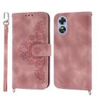 For OPPO Reno8 T 4G Global Skin-feel Flowers Embossed Wallet Leather Phone Case(Pink) - 1