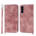For Samsung Galaxy A24 4G Global Skin-feel Flowers Embossed Wallet Leather Phone Case(Pink) - 1