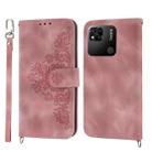 For Xiaomi Redmi 12C/11A Skin-feel Flowers Embossed Wallet Leather Phone Case(Pink) - 1