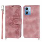 For Xiaomi Redmi Note 12 4G Global Skin-feel Flowers Embossed Wallet Leather Phone Case(Pink) - 1