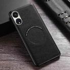 For OPPO Reno8 T 5G Cloth Texture PU MagSafe Magnetic Phone Case(Black) - 1