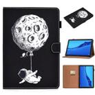 For Huawei MediaPad M5 lite Pure Color Painting Horizontal Flip Leather Case with Card Slots & Holder & Sleep / Wake-up Function(Spaceman) - 1