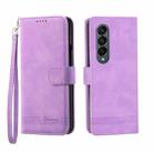 For Samsung Galaxy Z Fold3 5G Dierfeng Dream Line TPU + PU Leather Phone Case(Purple) - 1
