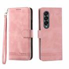 For Samsung Galaxy Z Fold3 5G Dierfeng Dream Line TPU + PU Leather Phone Case(Pink) - 1
