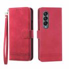 For Samsung Galaxy Z Fold3 5G Dierfeng Dream Line TPU + PU Leather Phone Case(Red) - 1