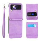 For Samsung Galaxy Z Flip3 5G Dierfeng Dream Line TPU + PU Leather Phone Case(Purple) - 1