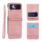 For Samsung Galaxy Z Flip3 5G Dierfeng Dream Line TPU + PU Leather Phone Case(Pink) - 1