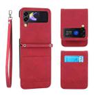 For Samsung Galaxy Z Flip3 5G Dierfeng Dream Line TPU + PU Leather Phone Case(Red) - 1